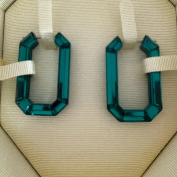 Swarovski lucent hoop emerald green earrings